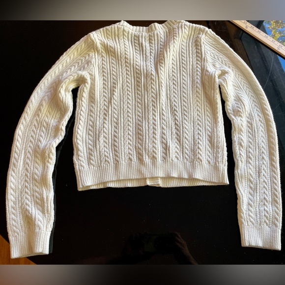 Brandy Melville Elizabeth Cable Knit Cardigan Sweater Cream O/S (small) - Picture 3 of 9